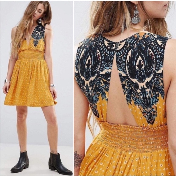 Free People Walking Through My Dreams Dress Goldensun - Picture 2 of 14